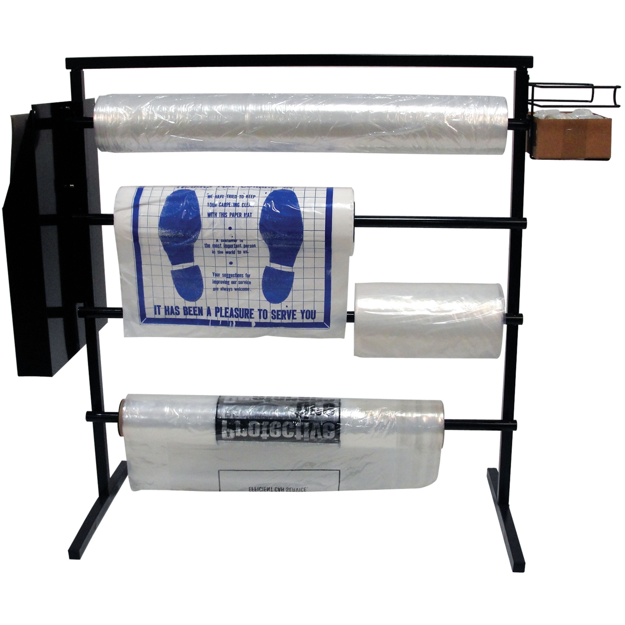 JohnDow Industries Floor Dispenser Rack — 4-Bar, Holds Seat Covers, Plastic Floor Mats, Parts Return Bags, Tire Storage Bags, Model# DS-4